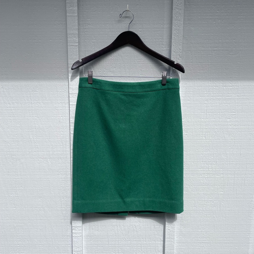 J. Crew Classic Green Wool Blend Pencil Skirt